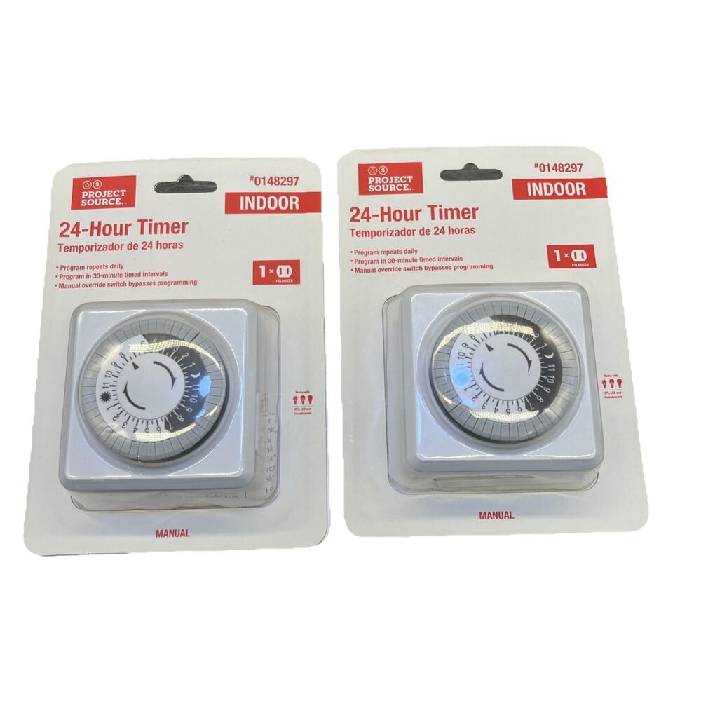 Project Source LOT OF 2, 24-Hour Indoor Timer #0148297. {75}.